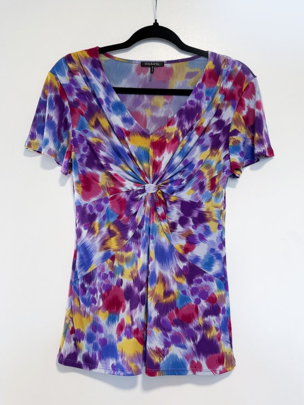 Daisy Fuentes Abstract Print Knot Front Top | Size M